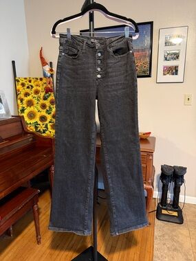 Judy Blue High-Rise Wide Leg Jeans in Charcoal Black